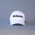 White hat/Black lettering